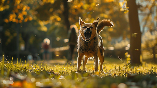 Uncontrolled dog in a park