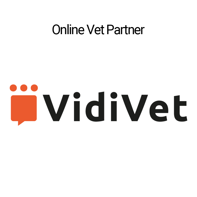 Logo of our online vet partner, VidiVet